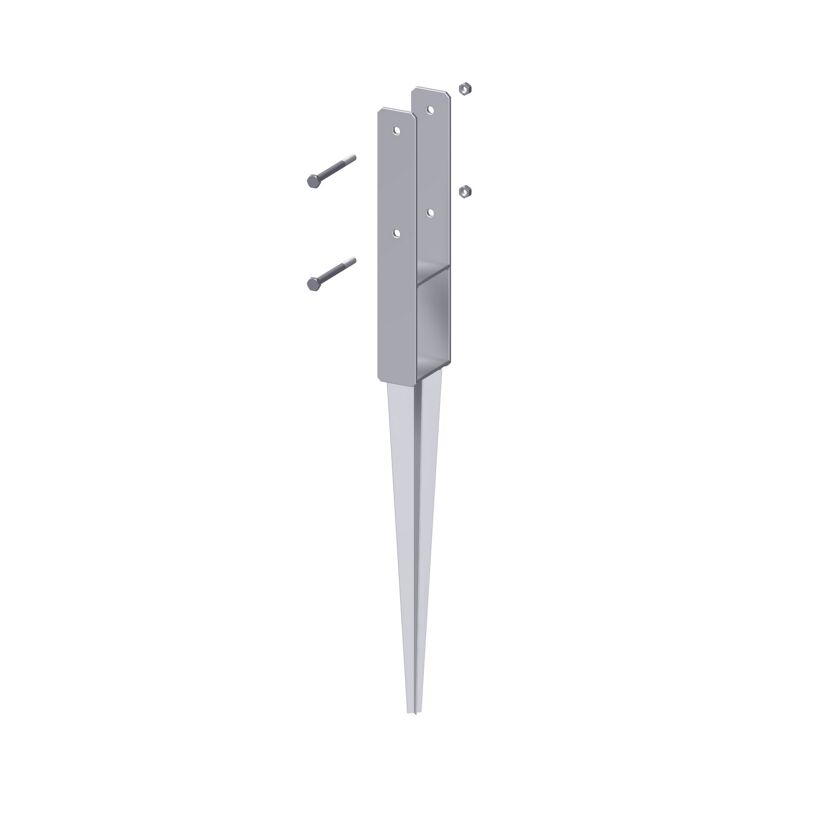 Metallischer Pfostenträger mit Schrauben