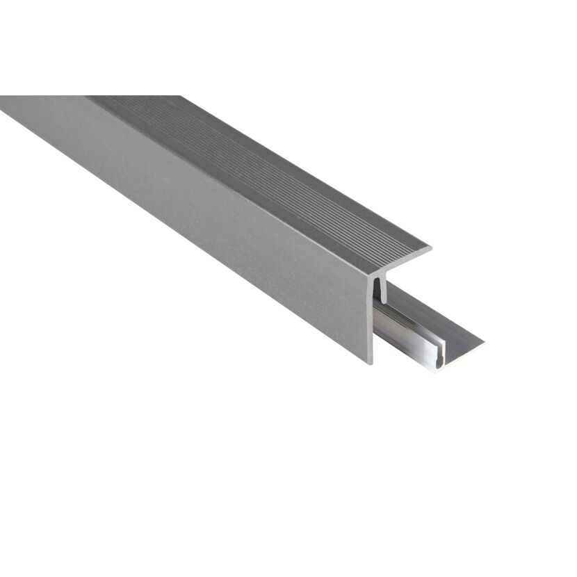 Seitenabschlussleiste grau 2500 x 64 x 48 mm, inklusive Aluminium Befestigung
