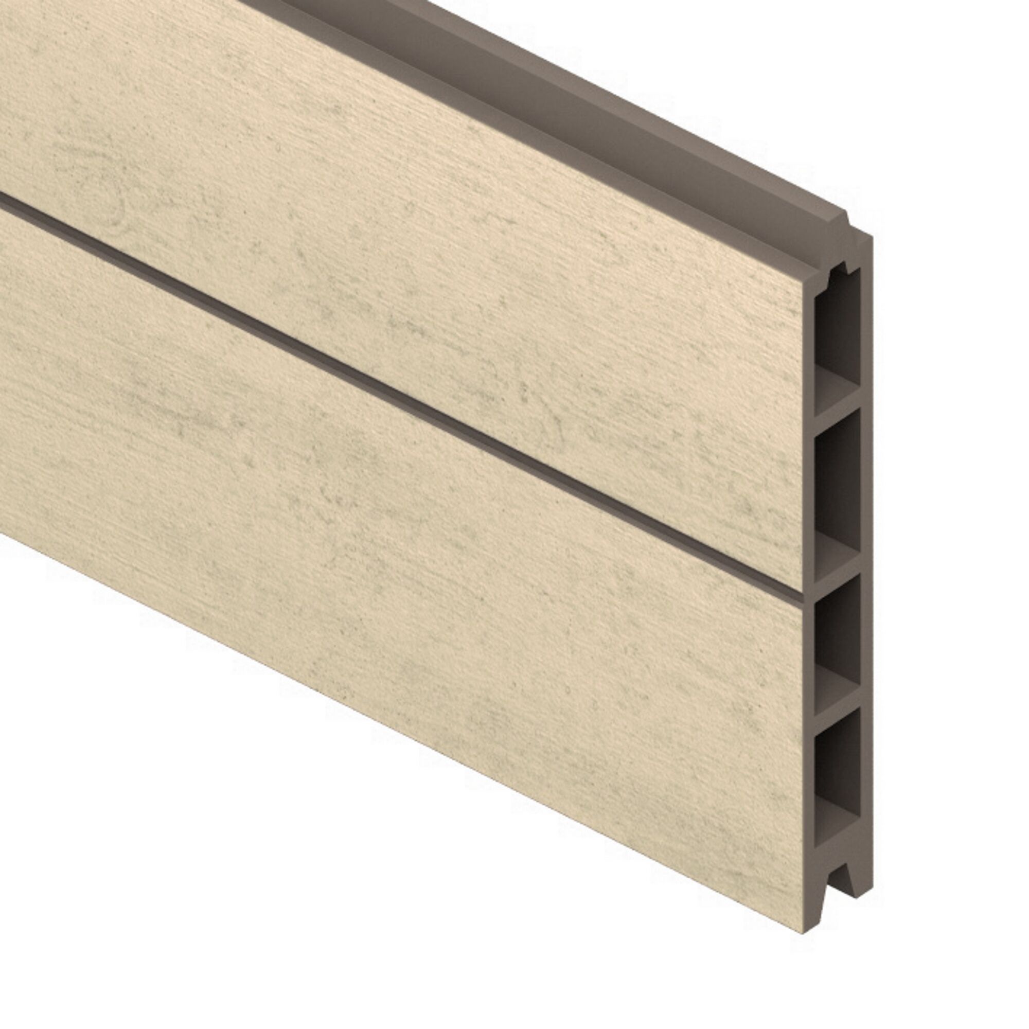 Beige WPC-Diele mit braunem Steg