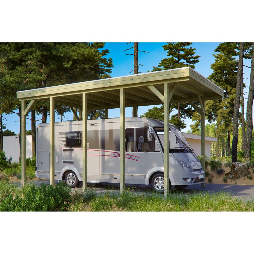 Wohnmobil unter einem Carport