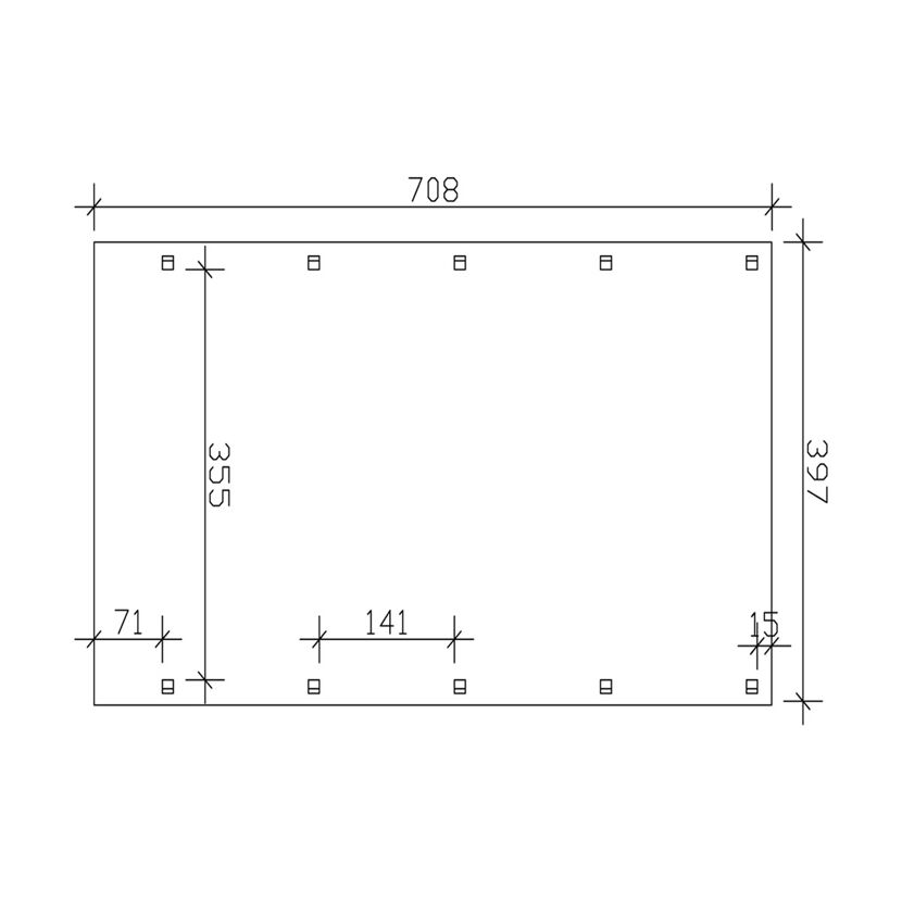 Technische Zeichnung des CP Friesland Caravan, grün, 397 x 708 cm