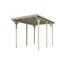 Heller Holz-Carport mit Flachdach.