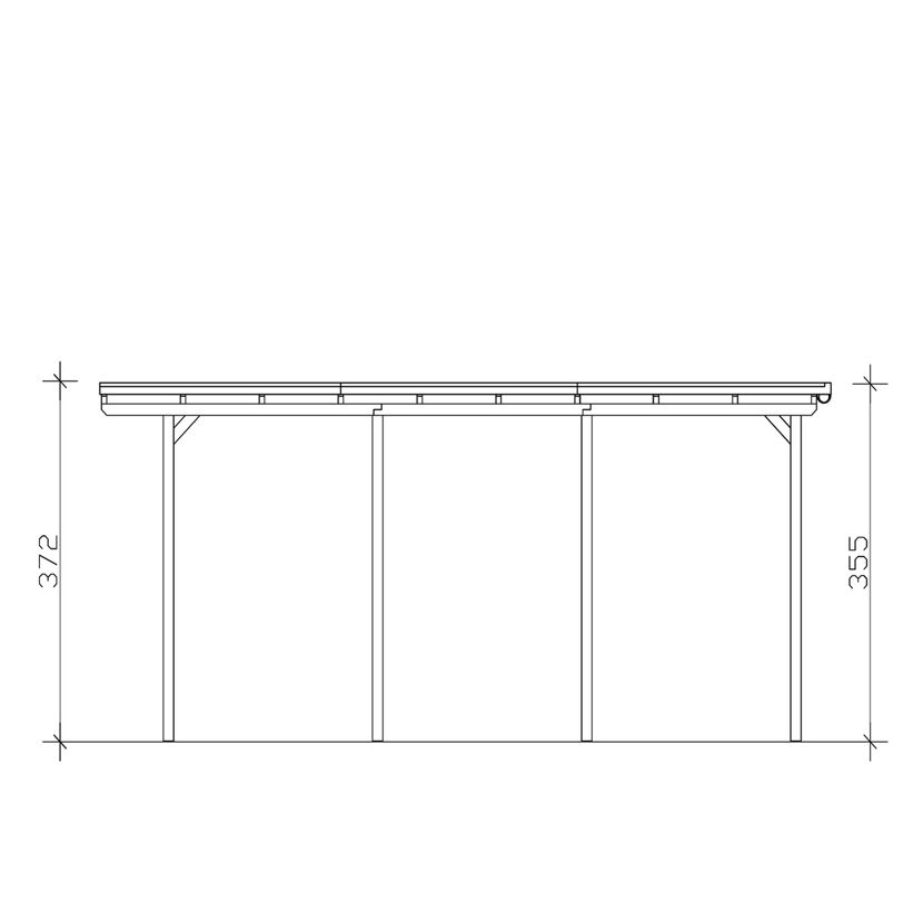 Zeichnung eines Carports mit Pultdach.
