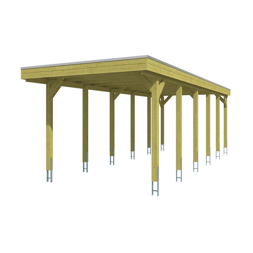 Holzcarport mit grauem Dach