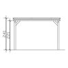 CP Friesland Carport mit EPDM-Dach, Seitenansicht mit Maßen