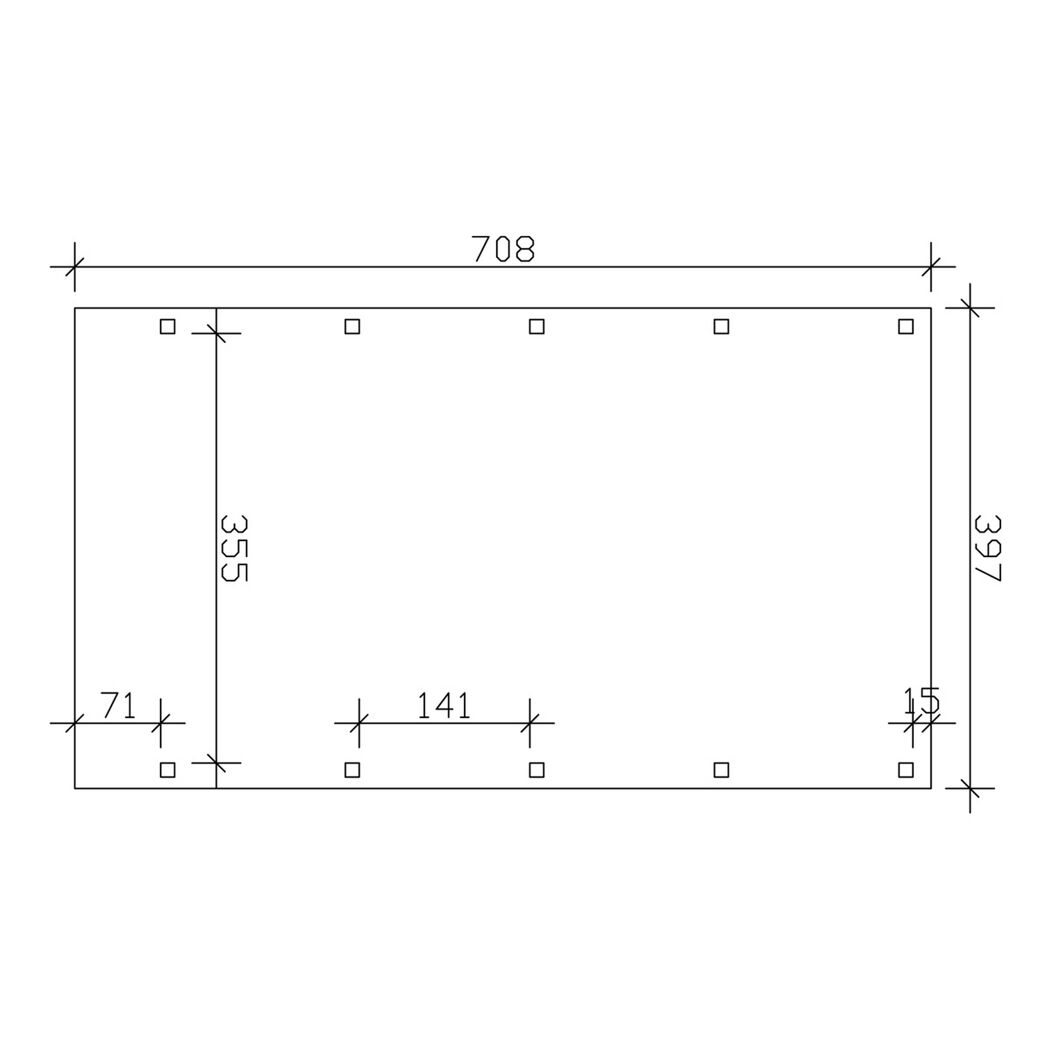 Technische Zeichnung vom CP Friesland 397x708EPDM-Dach