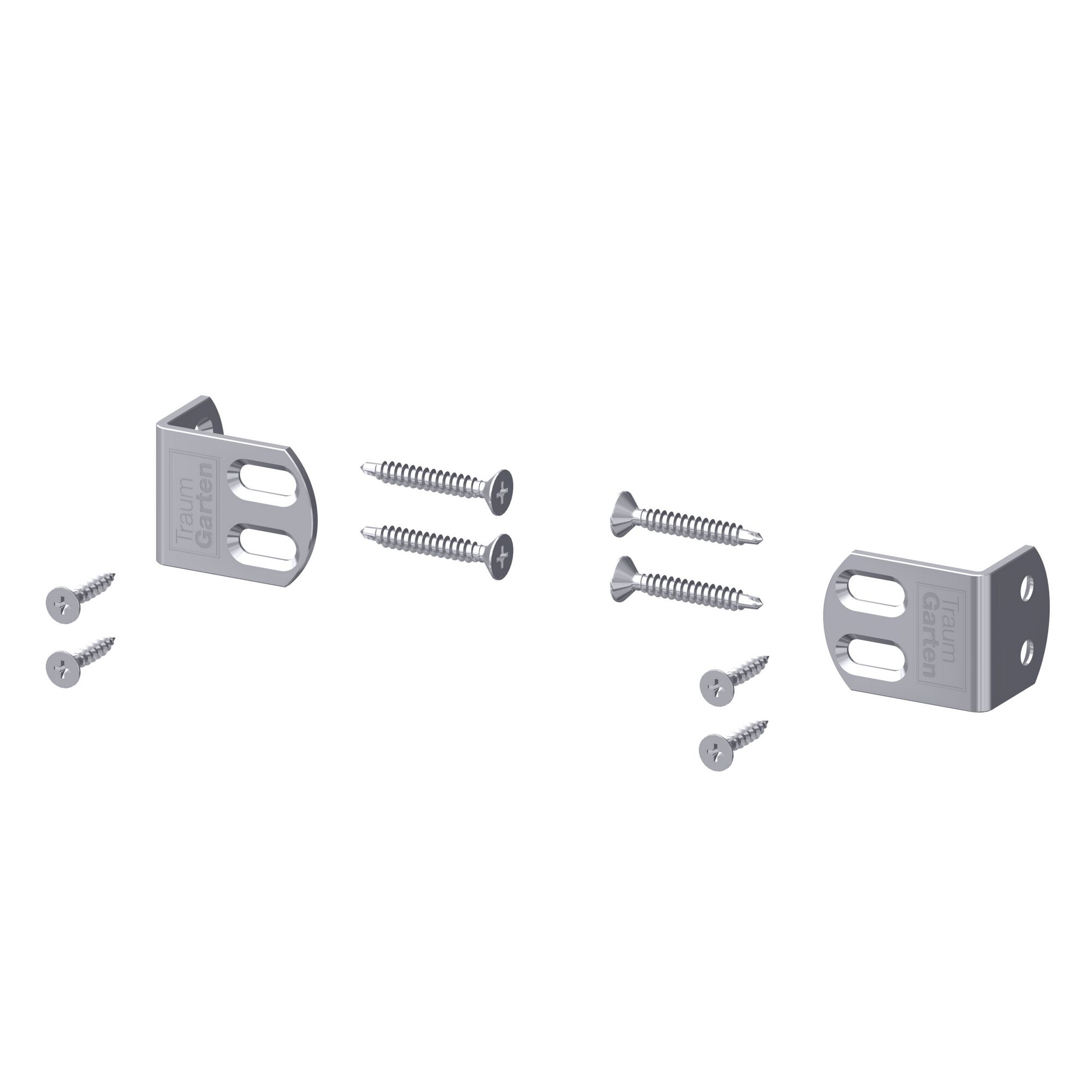 Zwei Winkelverbinder und Schrauben