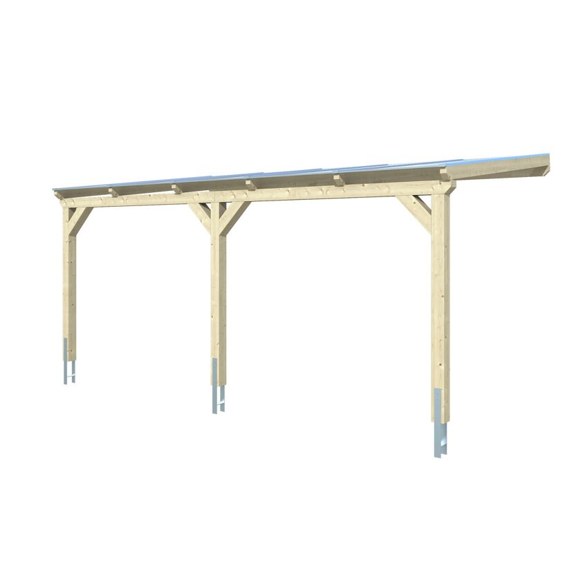 Carport aus Leimholz natur mit Trapezblech