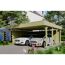 Doppelcarport aus Holz mit zwei Autos