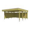 Holzcarport mit Flachdach und halbhohen Seitenwänden