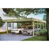 Doppelcarport aus Holz mit zwei Autos