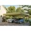 Doppelcarport aus Holz mit zwei Autos