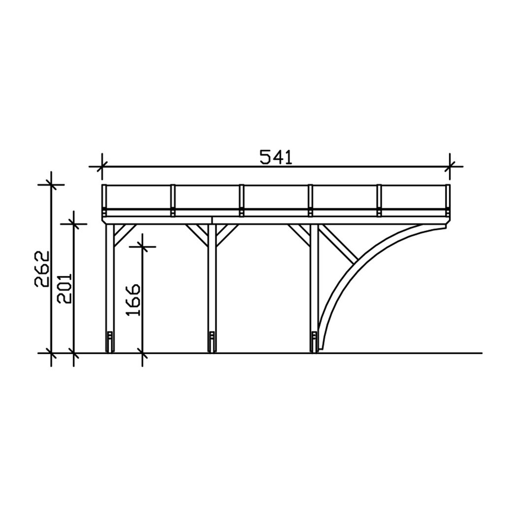 Zeichnung Carport CP Eifel 300x541 mit Maßen