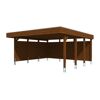 Holzcarport mit Flachdach und halbhohen Seitenwänden