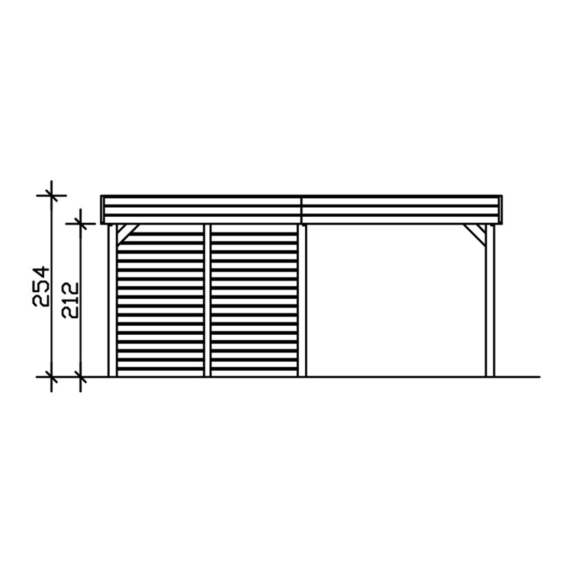 Doppelcarport 'Friesland' 557 x 708 cm nussbaum Set 4 m. Abstellraum
