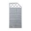 Grauer Holzzaun mit diagonalem Gitter