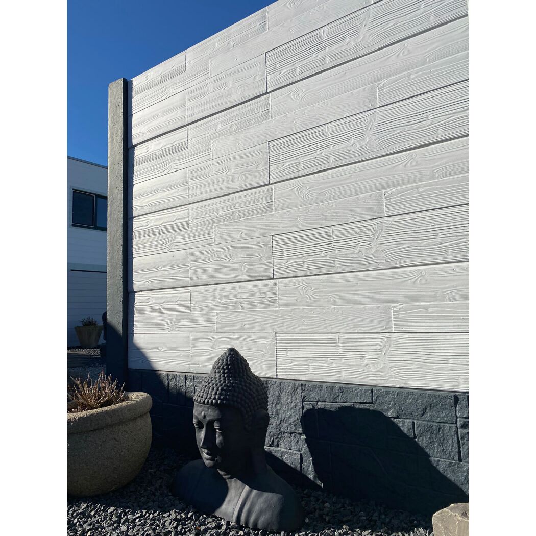 Betonzaunplatte 'Standard Timber' 200 x 38,5 x 3,5 cm grau