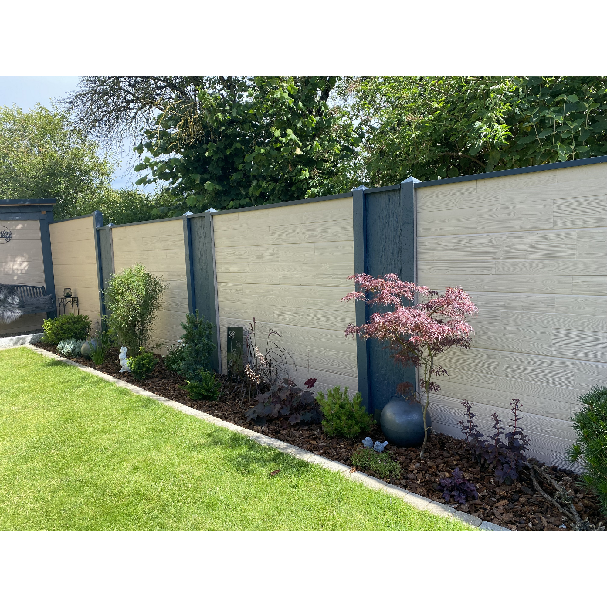 Betonzaunplatte 'Standard Timber' 200 x 38,5 x 3,5 cm grau