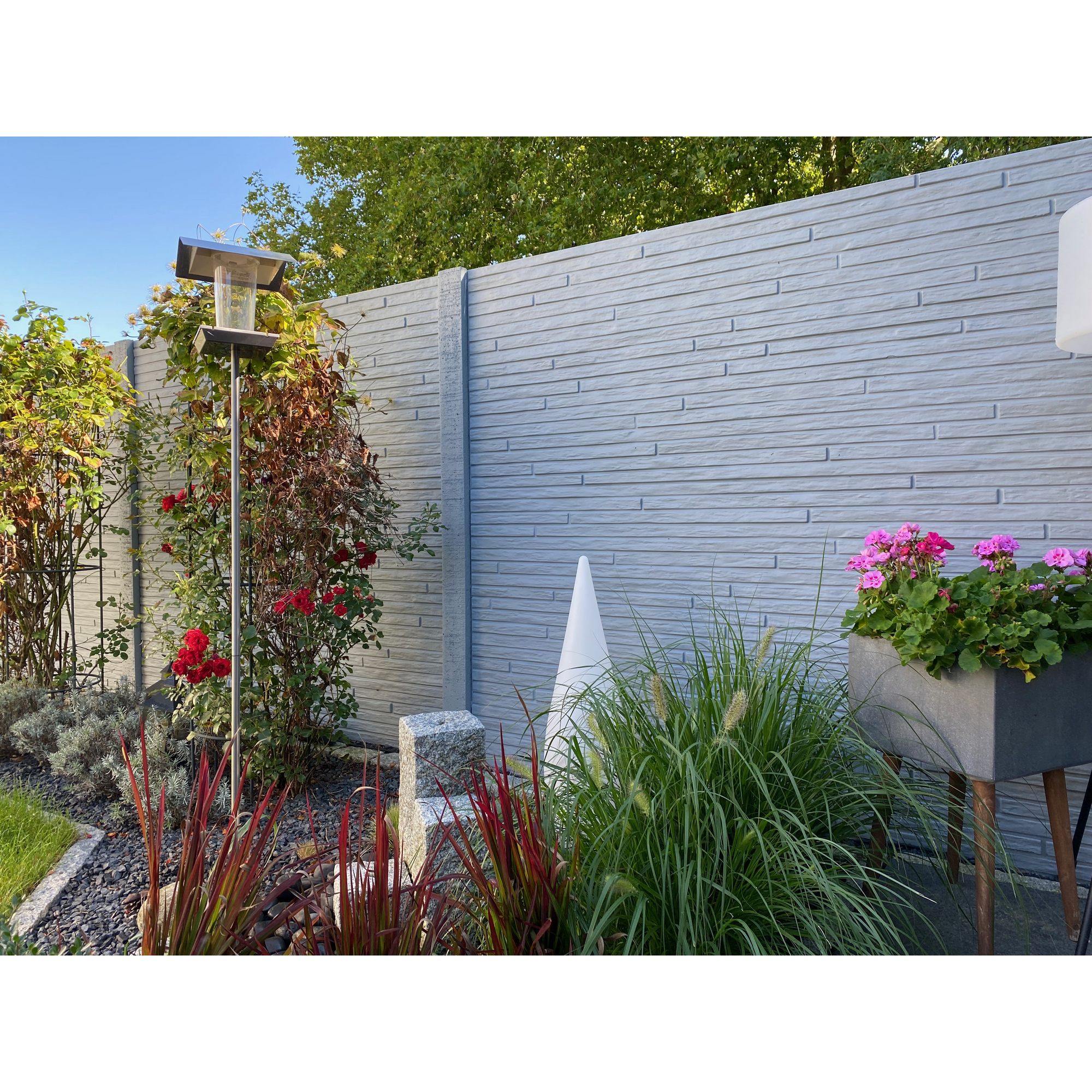 Betonzaunplatte 'Standard Toscana' 200 x 38,5 x 3,5 cm grau