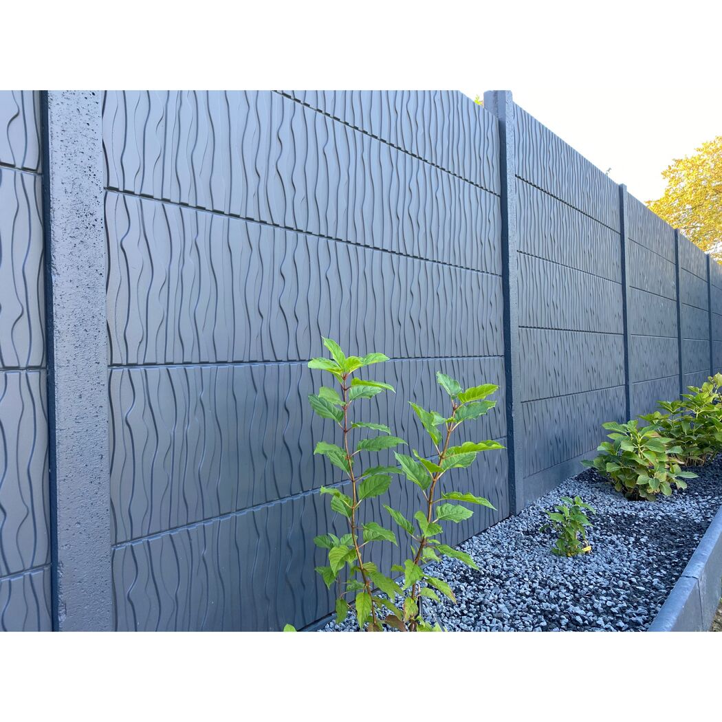 Betonzaunplatte 'Standard River' 200 x 38,5 x 3,5 cm grau