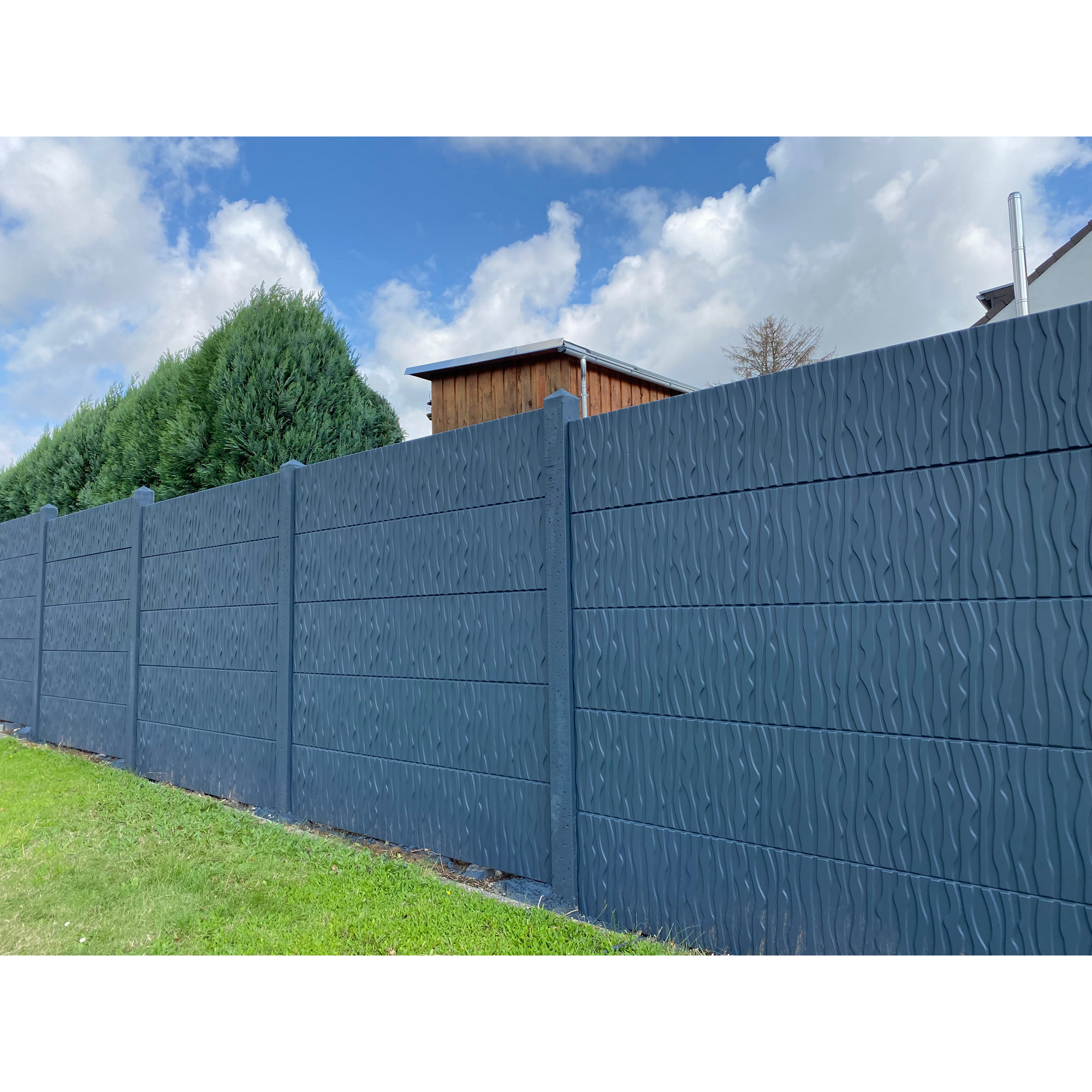 Betonzaunplatte 'Standard River' 200 x 38,5 x 3,5 cm grau