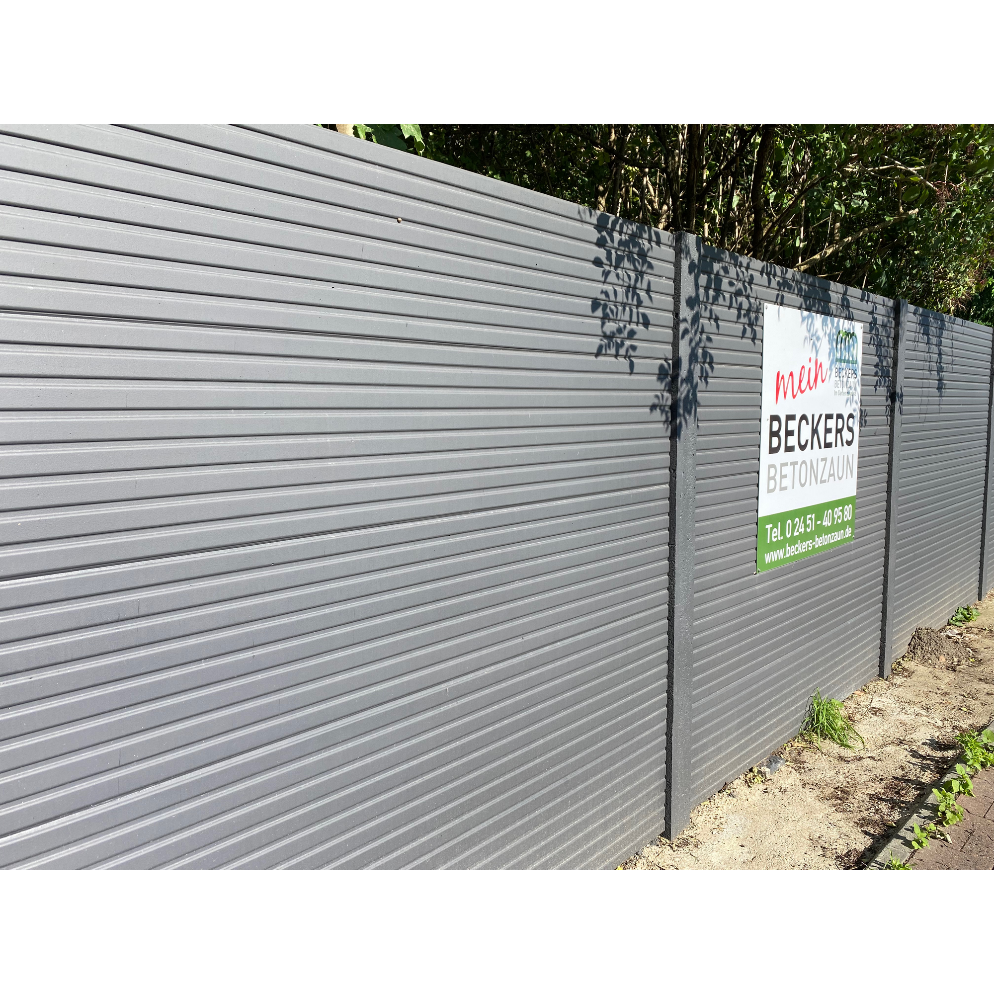Betonzaunplatte 'Standard Linear' 200 x 38,5 x 3,5 cm grau