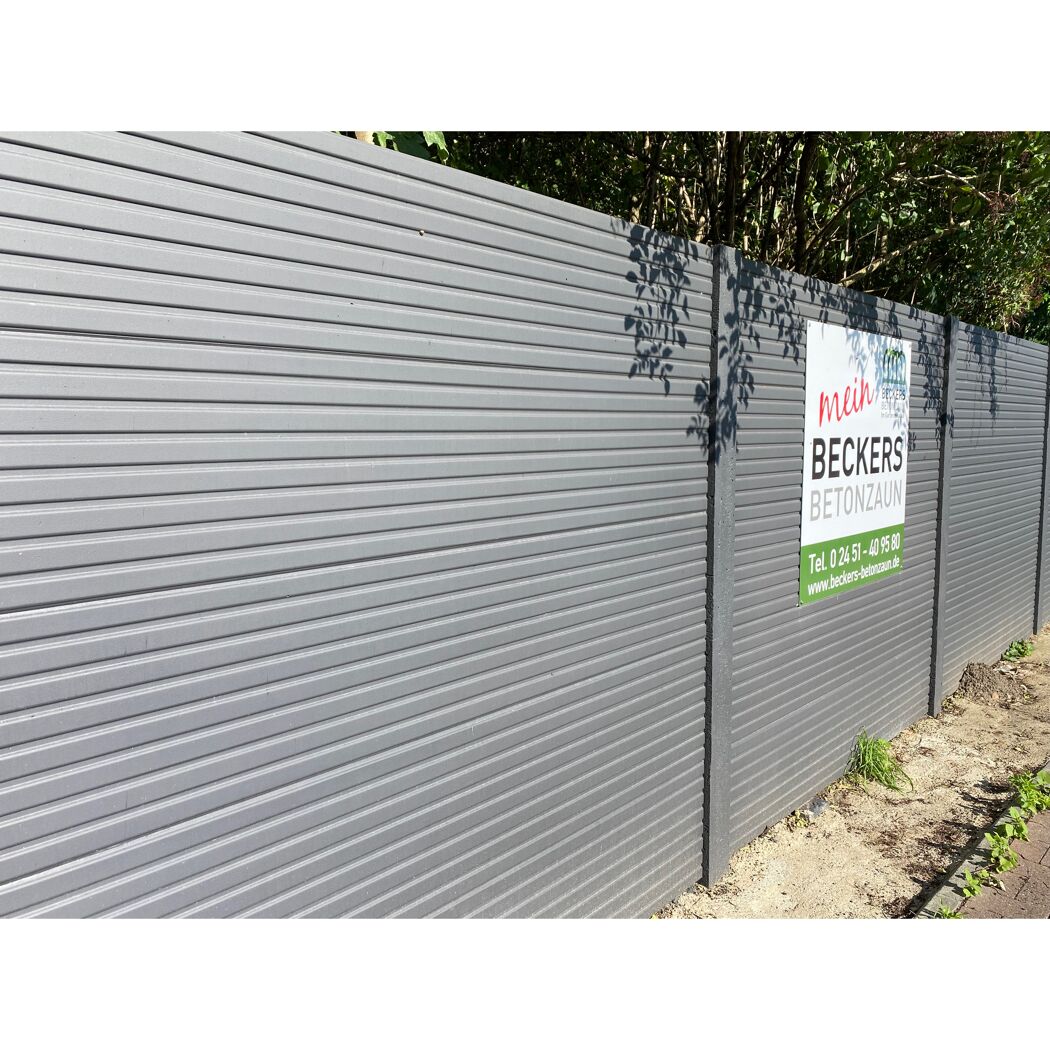 Betonzaunplatte 'Standard Linear' 200 x 38,5 x 3,5 cm grau