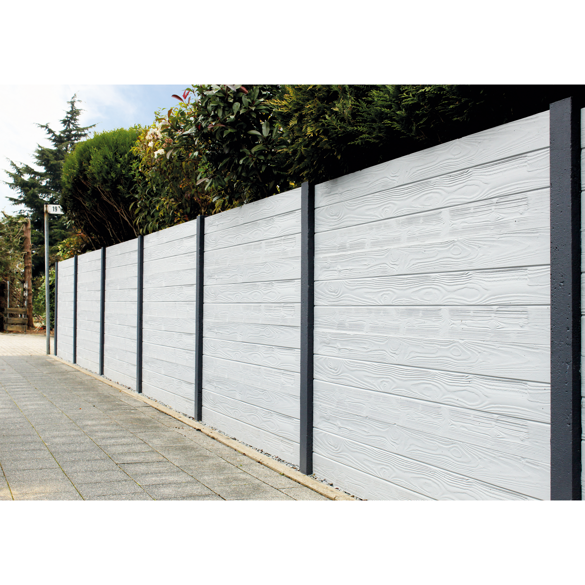 Betonzaunplatte 'Standard Prestige' 200 x 38,5 x 3,5 cm grau