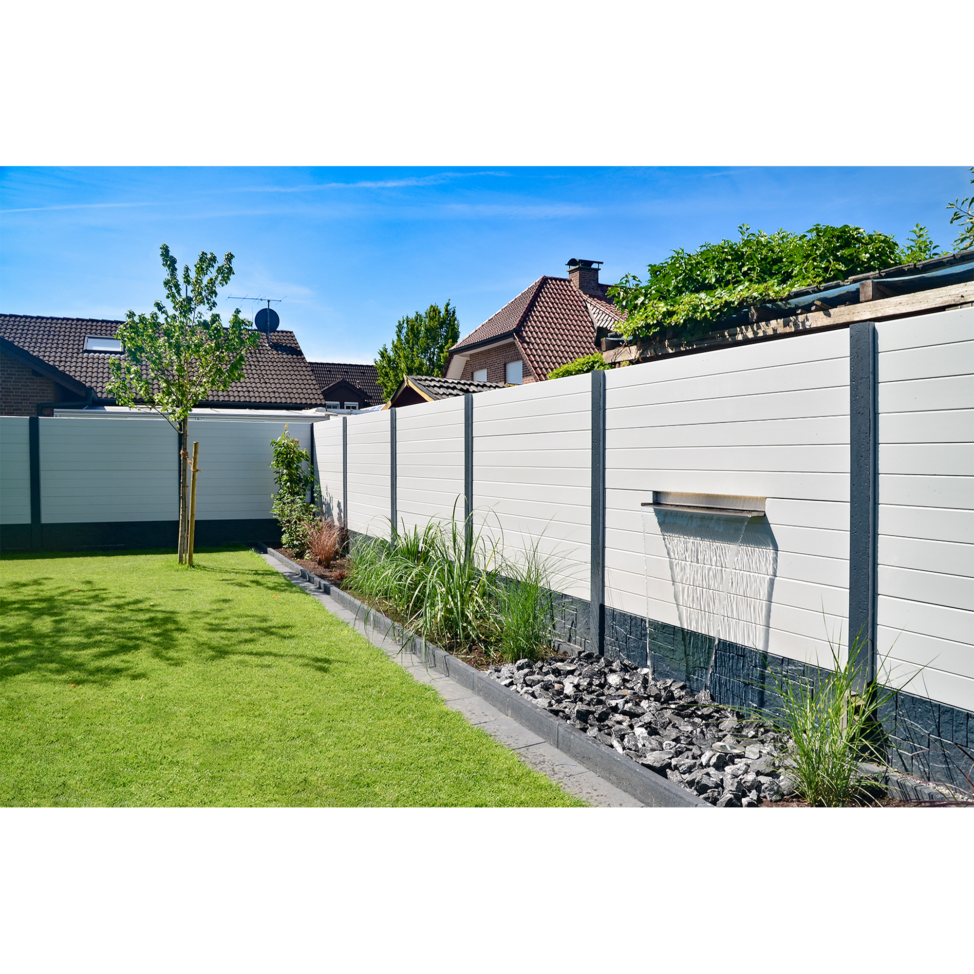 Betonzaunplatte 'Standard Prestige' glatt 200 x 38,5 x 3,5 cm grau