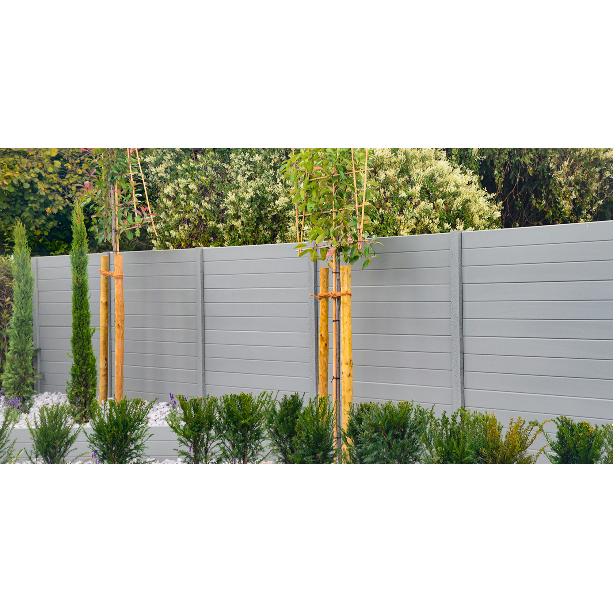 Betonzaunplatte 'Standard Prestige' glatt 200 x 38,5 x 3,5 cm grau