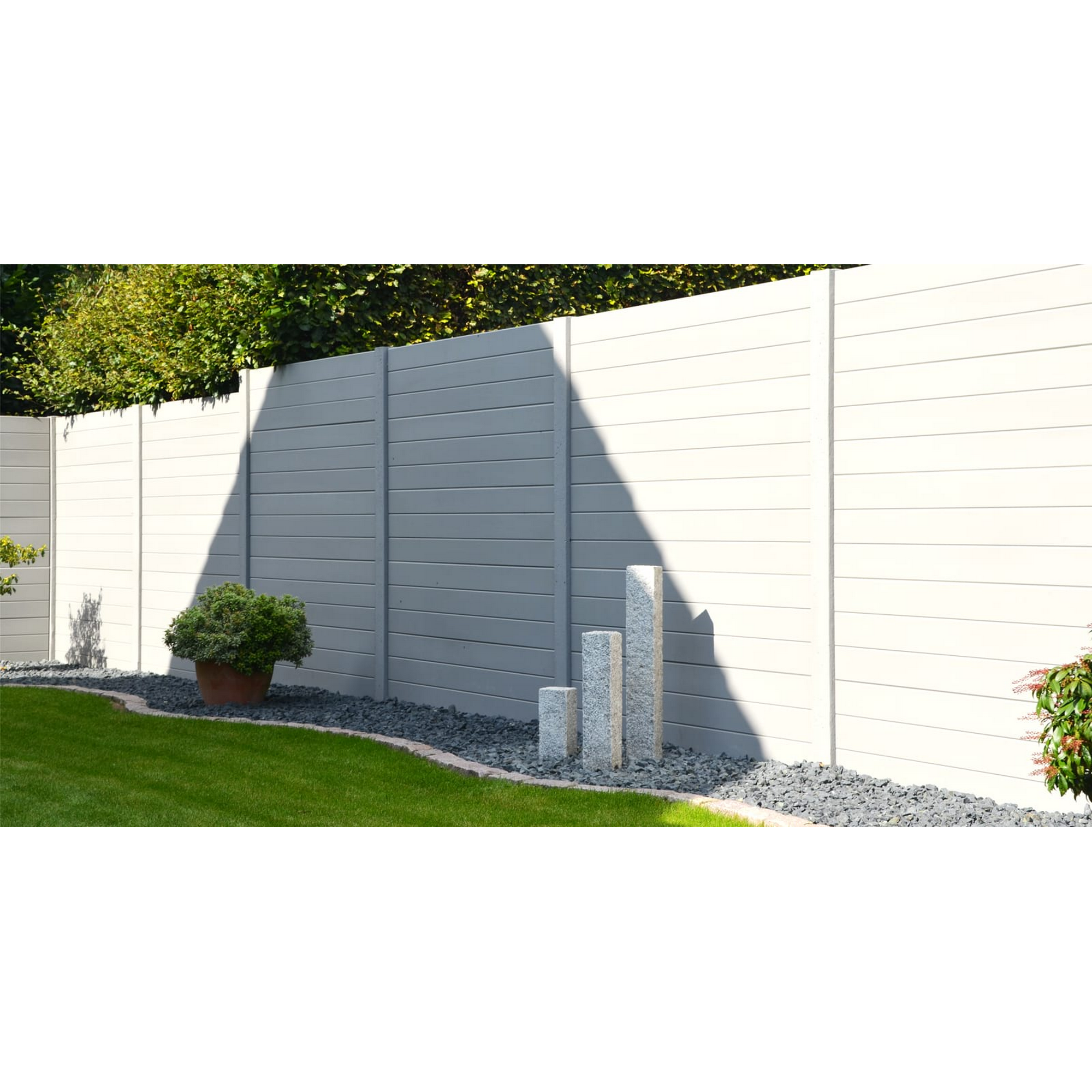 Betonzaunplatte 'Standard Prestige' glatt 200 x 38,5 x 3,5 cm grau