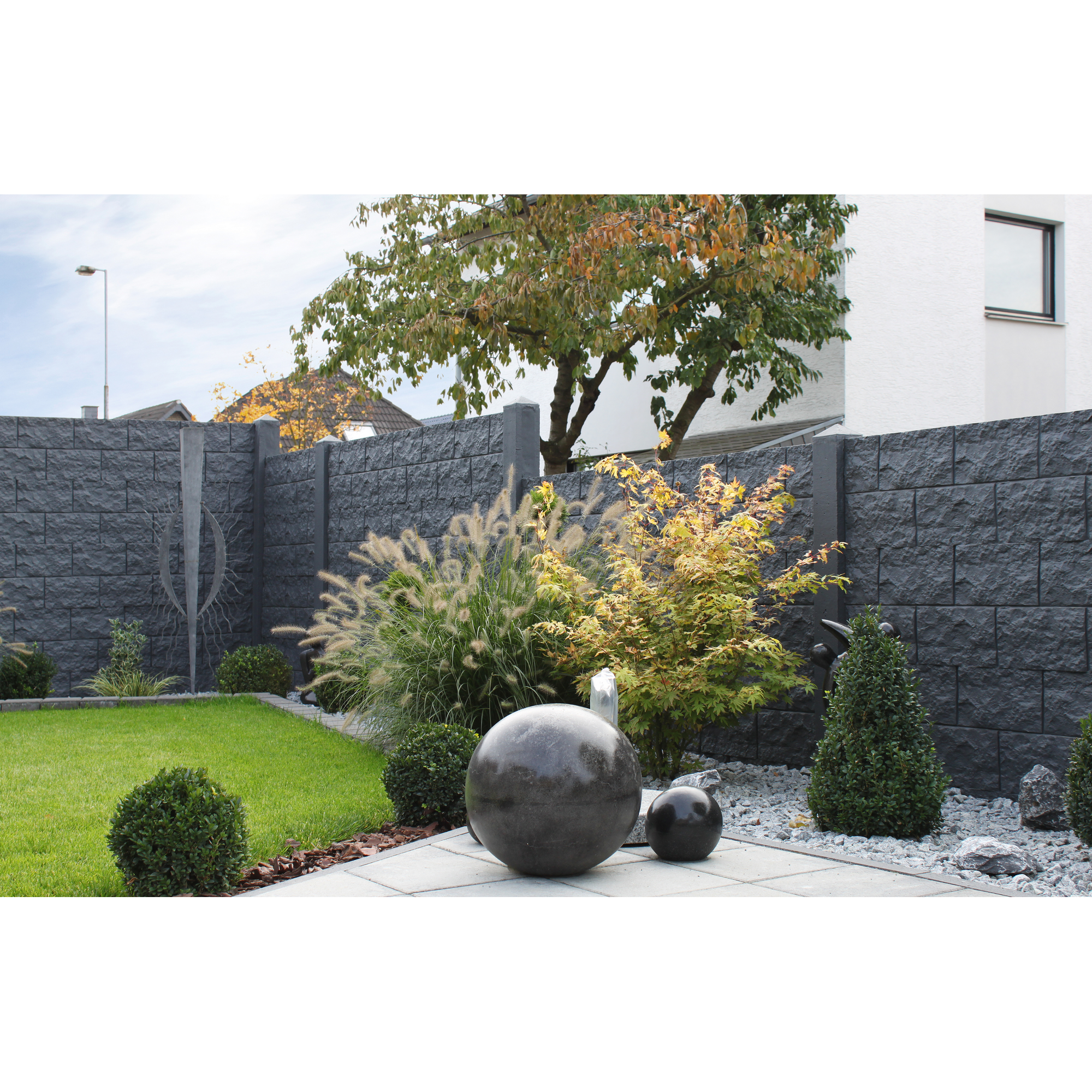 Betonzaunplatte 'Standard Casa Borsika' 200 x 38,5 x 3,5 cm grau