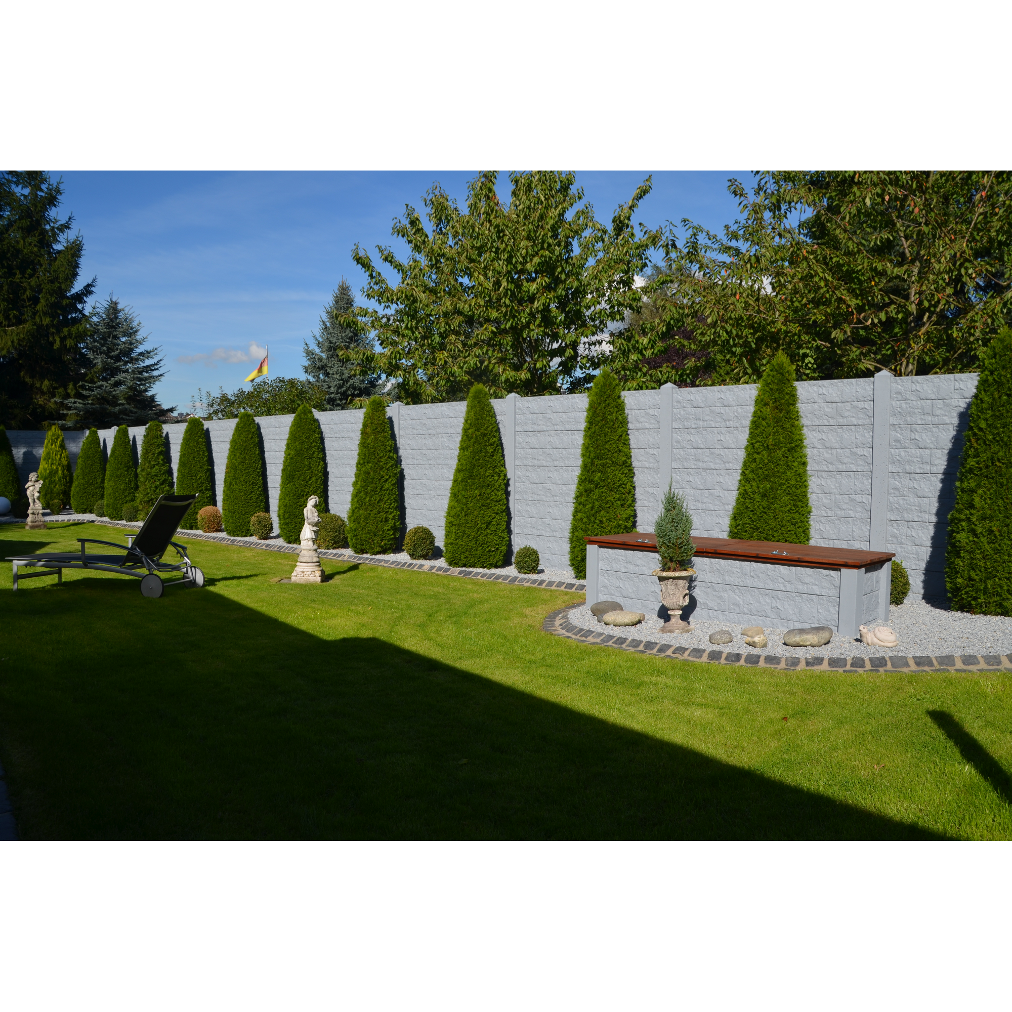 Betonzaunplatte 'Standard Casa Borsika' 200 x 38,5 x 3,5 cm grau