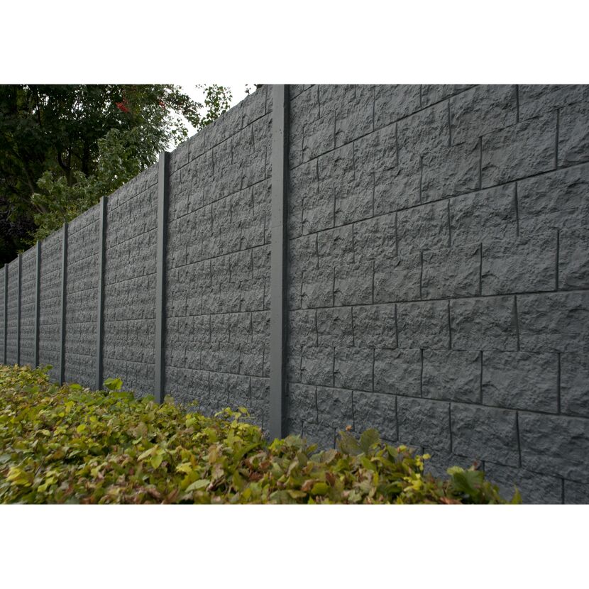 Betonzaunplatte 'Standard Casa Borsika' 200 x 38,5 x 3,5 cm grau