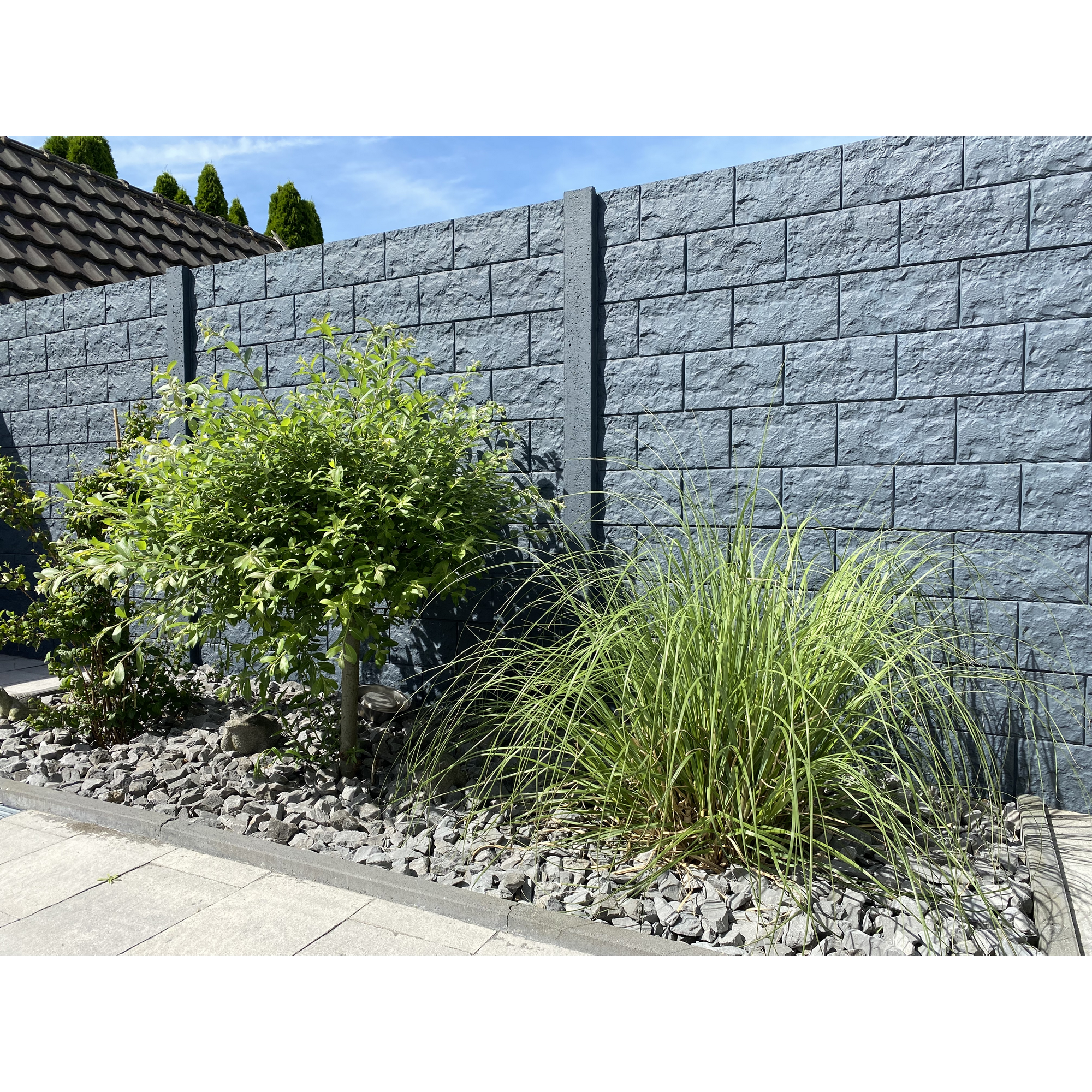 Betonzaunplatte 'Standard Casa Borsika' 200 x 38,5 x 3,5 cm grau