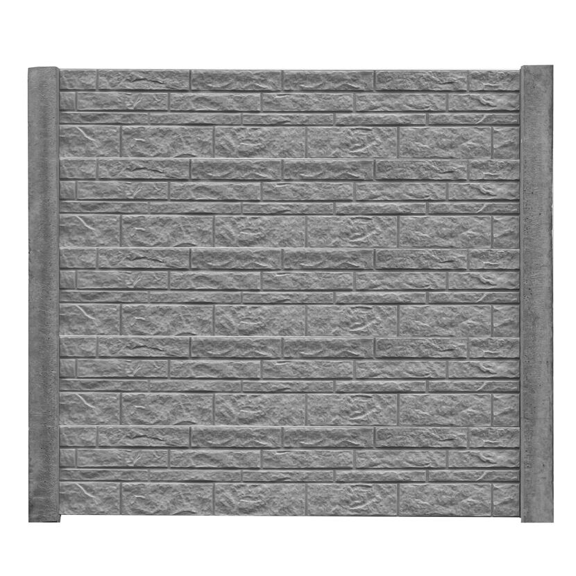 Betonzaunplatte 'Standard Fels' 200 x 38,5 x 3,5 cm grau