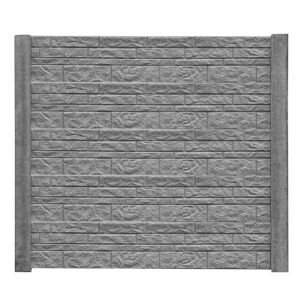 Betonzaunplatte 'Standard Fels' 200 x 38,5 x 3,5 cm grau