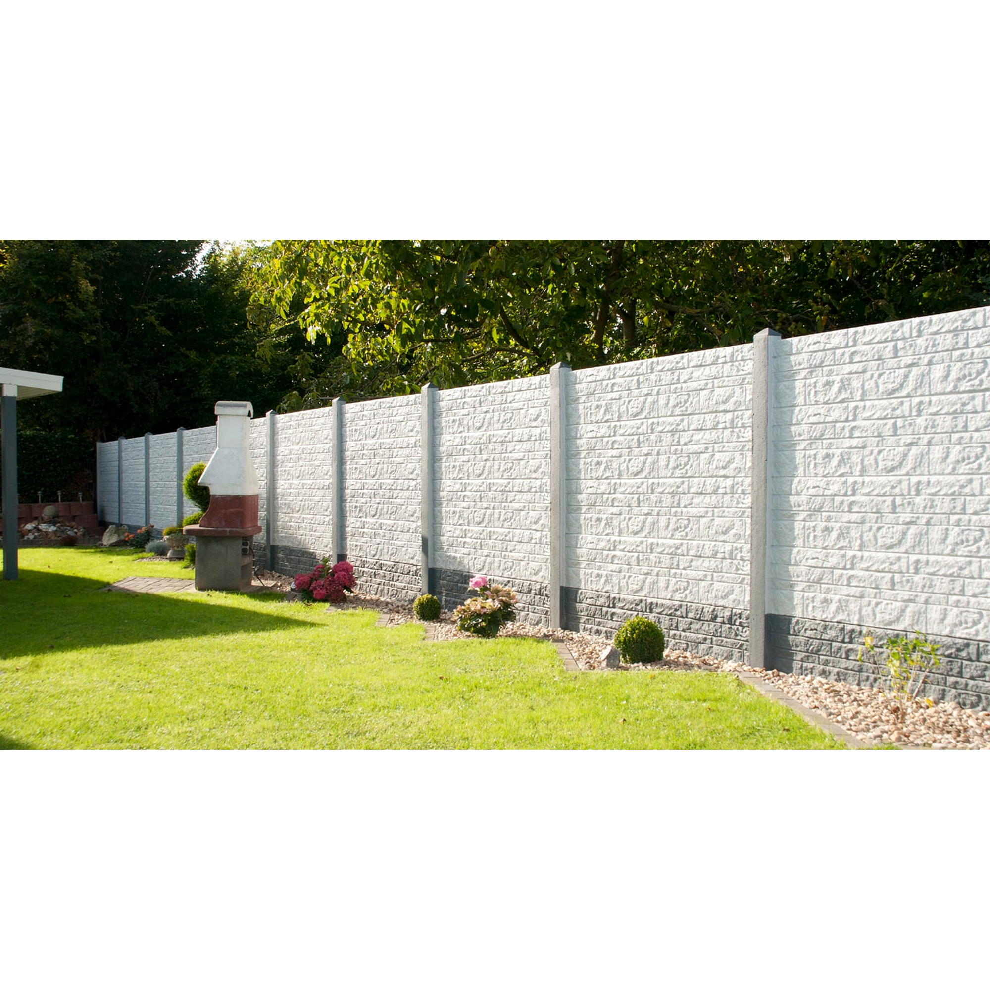 Betonzaunplatte 'Standard Fels' 200 x 38,5 x 3,5 cm grau