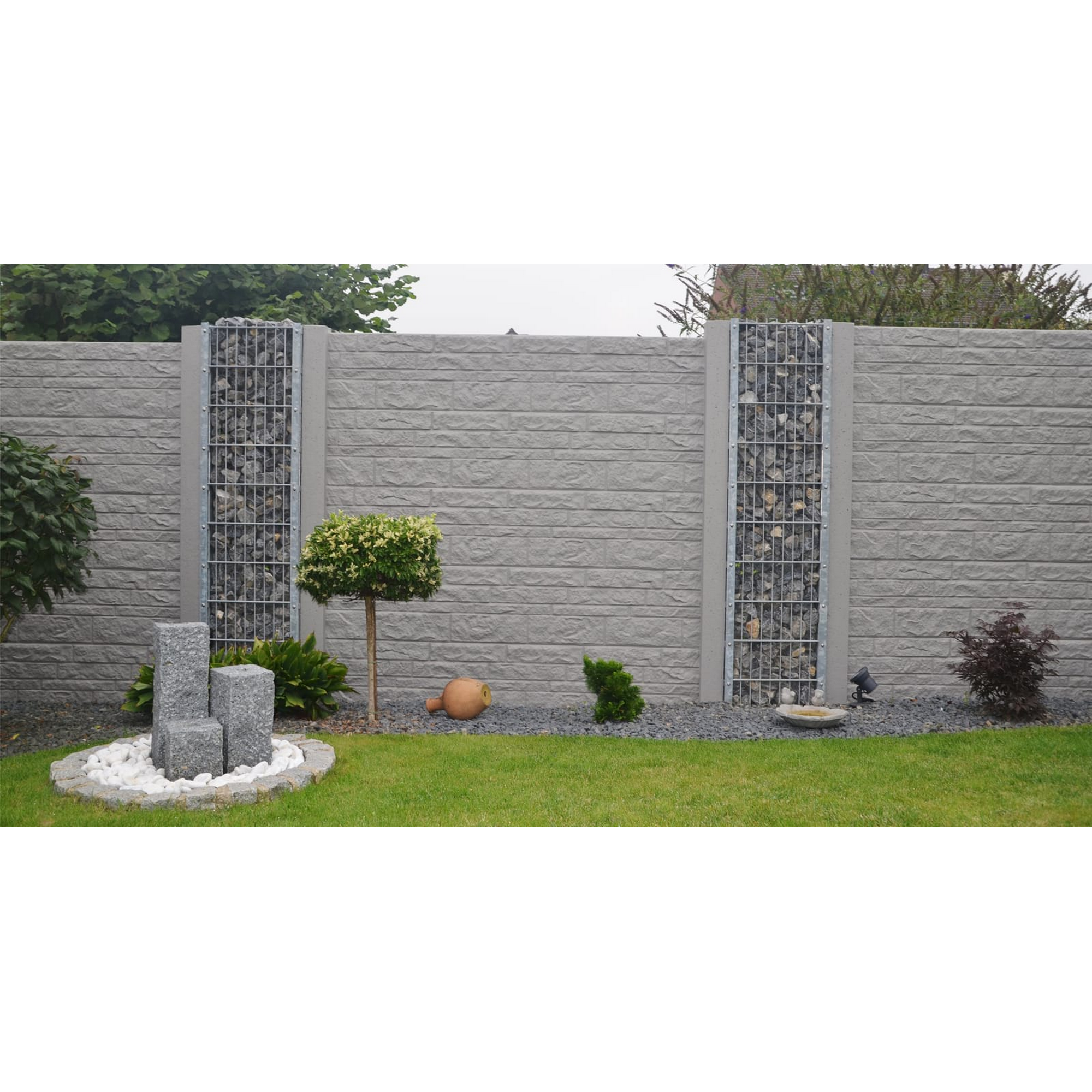 Betonzaunplatte 'Standard Fels' 200 x 38,5 x 3,5 cm grau