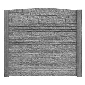 Betonzaunbogenplatte 'Standard Fels' 200 x 45 x 3,5 cm grau