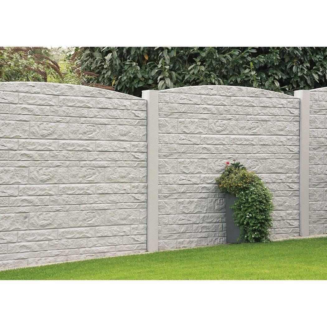 Betonzaunbogenplatte 'Standard Fels' 200 x 45 x 3,5 cm grau
