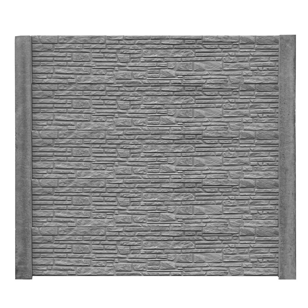 Betonzaunplatte 'Standard Montana' Beton/Stahl grau 200 x 38,5 x 3,5 cm
