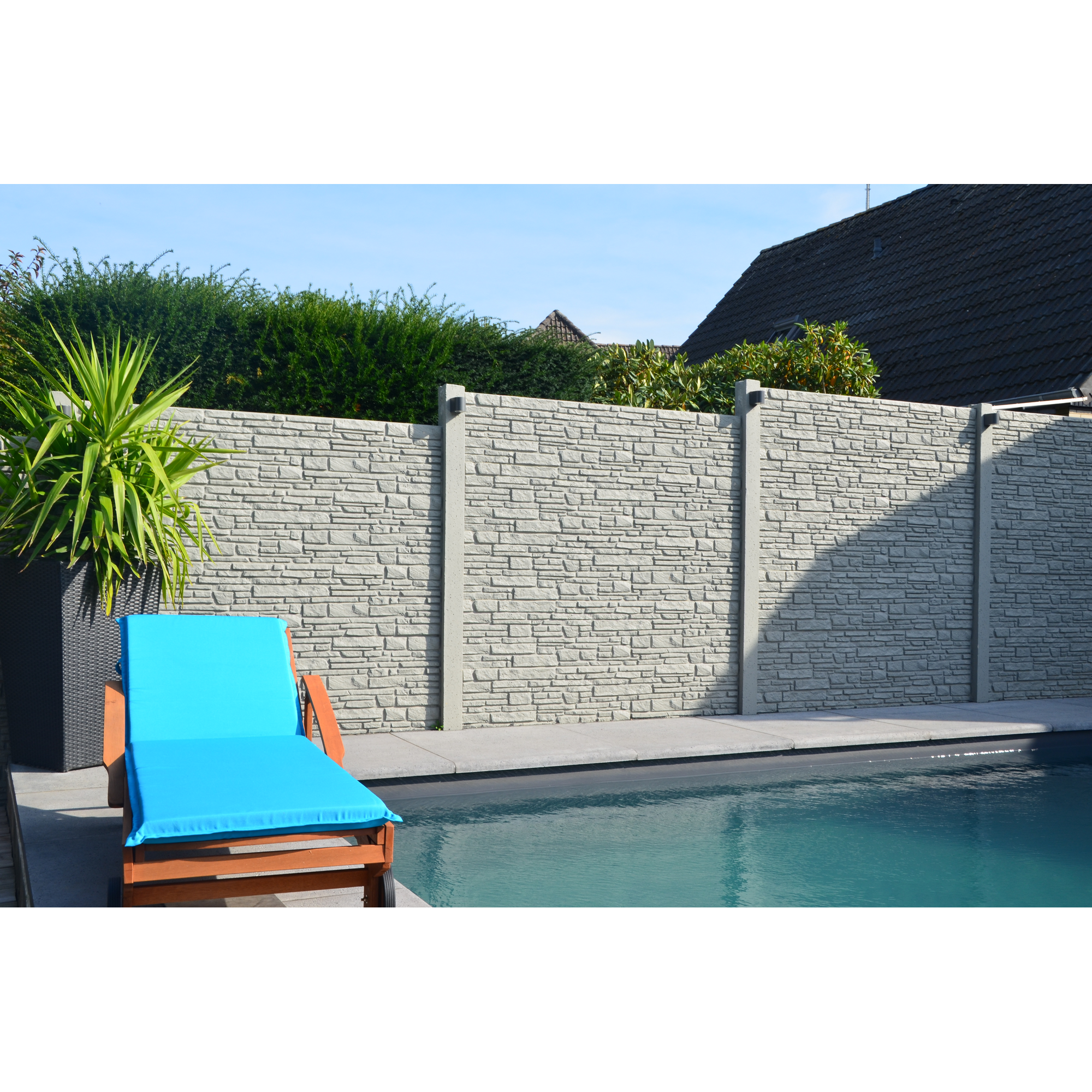 Betonzaunplatte 'Standard Montana' Beton/Stahl grau 200 x 38,5 x 3,5 cm