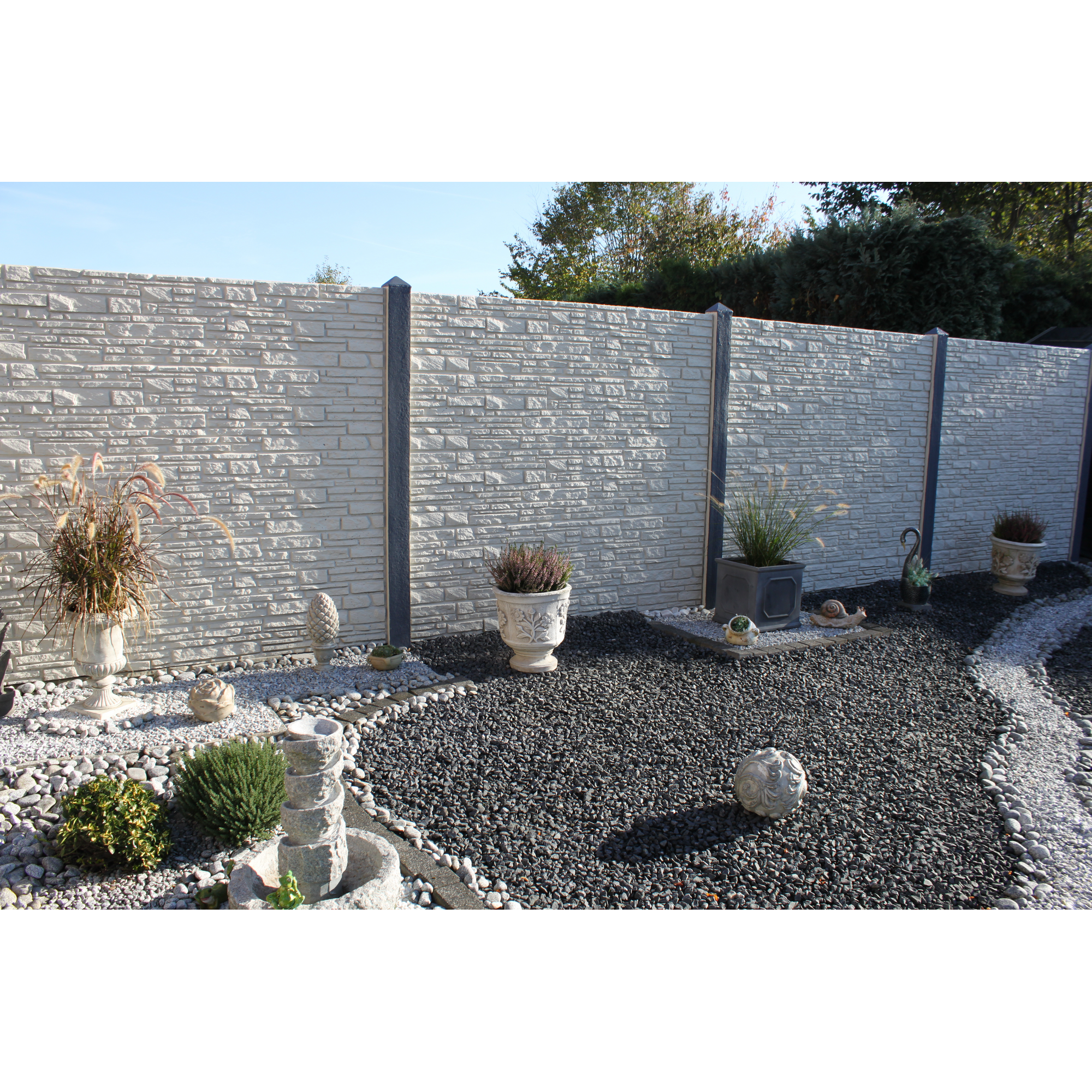 Betonzaunplatte 'Standard Montana' Beton/Stahl grau 200 x 38,5 x 3,5 cm