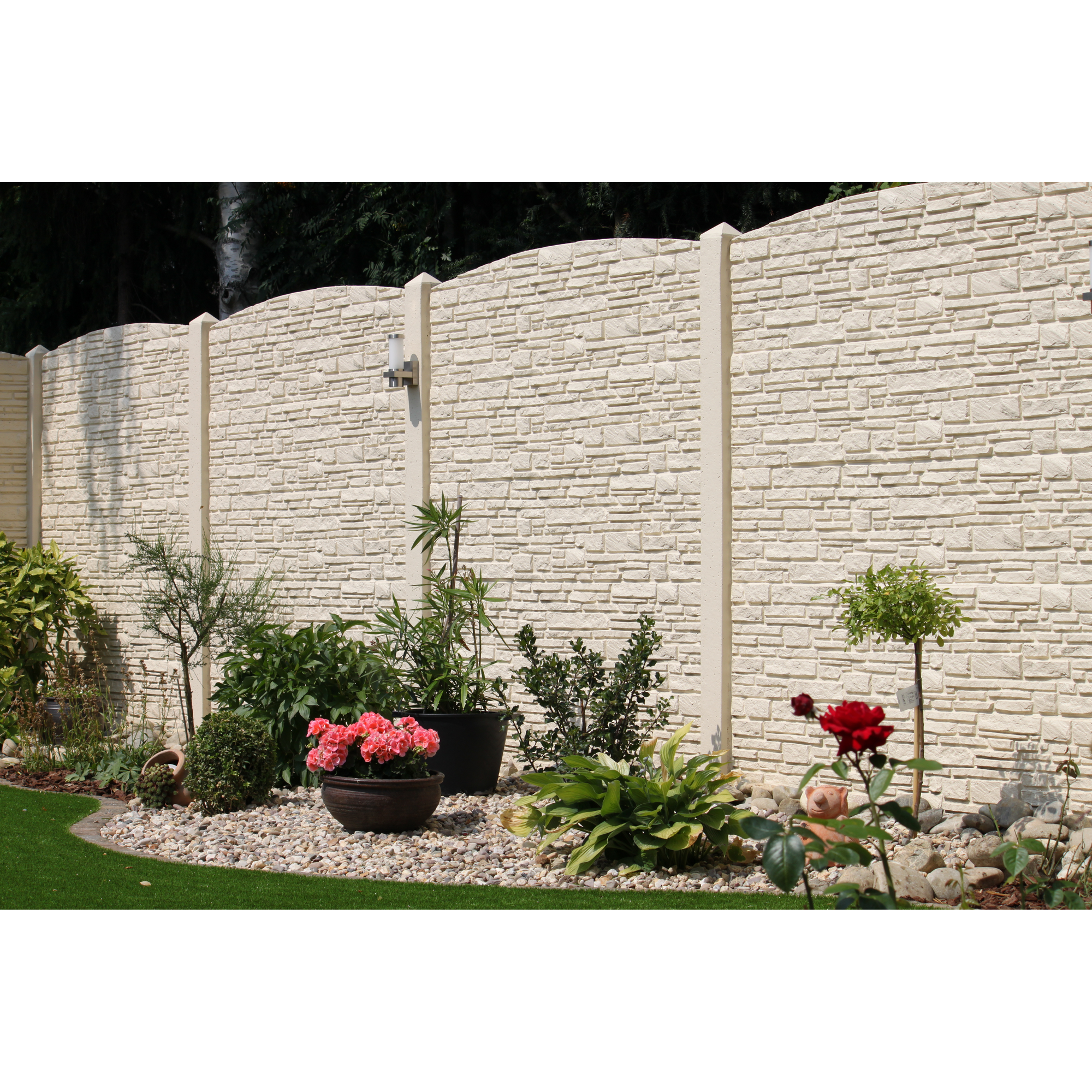 Betonzaunbogenplatte 'Standard Montana' Beton/Stahl grau 200 x 45 x 3,5 cm