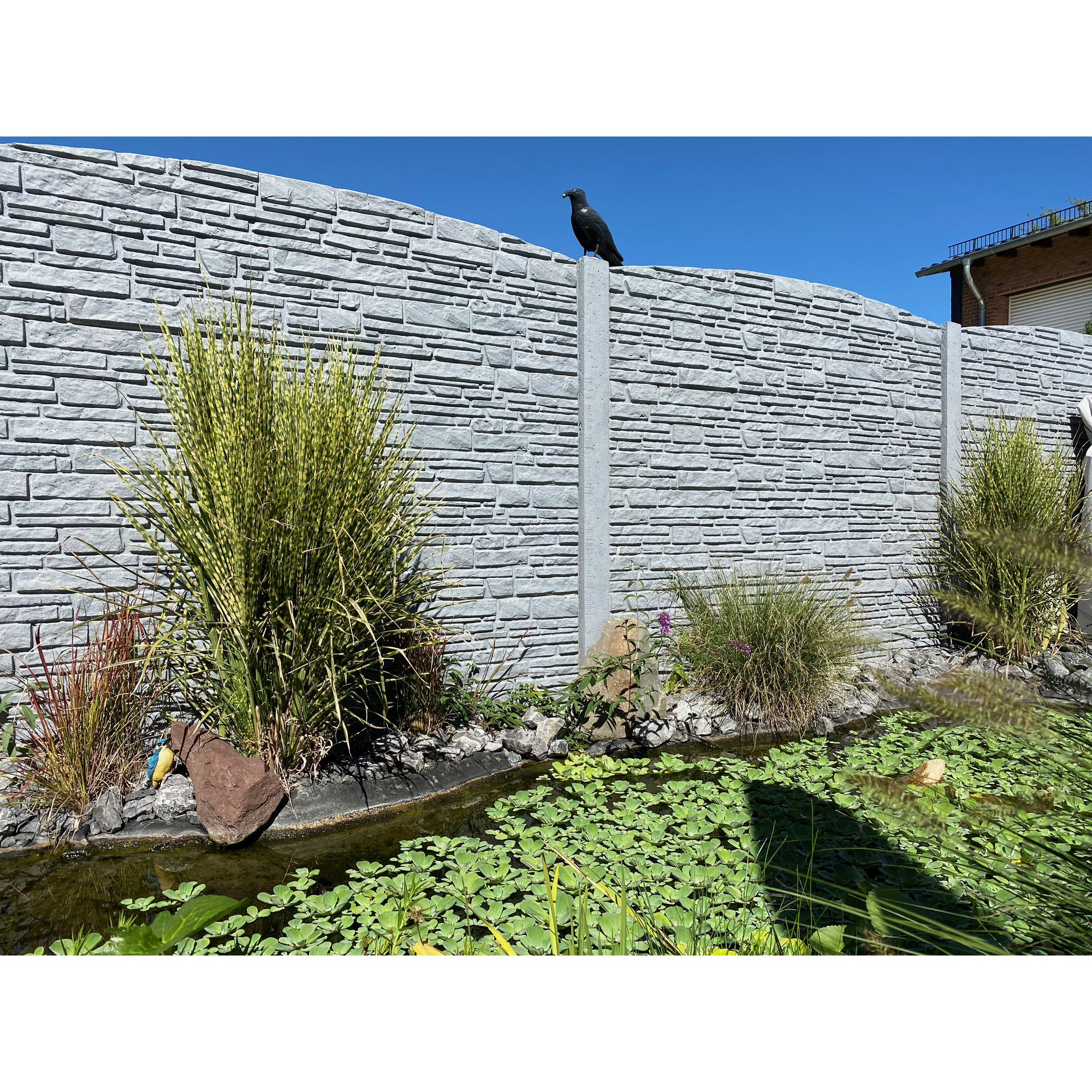 Betonzaunbogenplatte 'Standard Montana' Beton/Stahl grau 200 x 45 x 3,5 cm