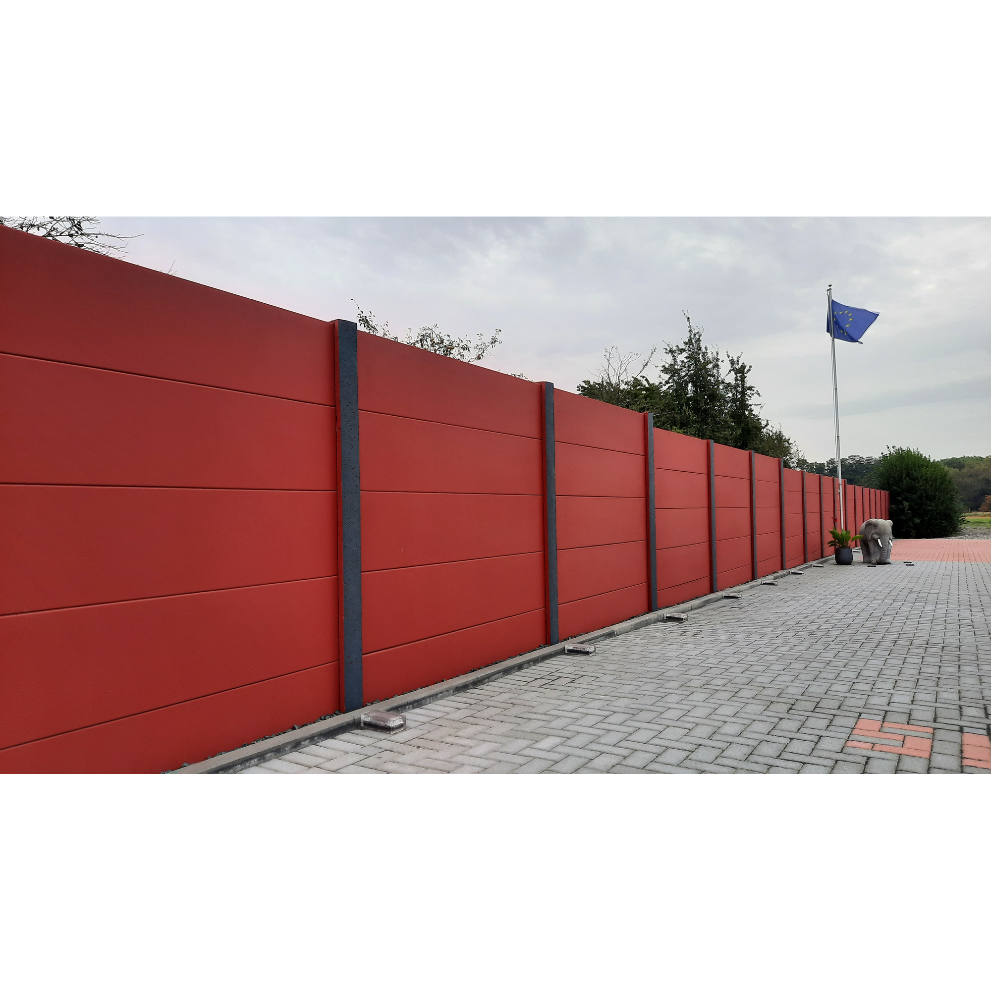 Betonzaunplatte 'Standard Stein' glatt 200 x 38,5 x 3,5 cm grau