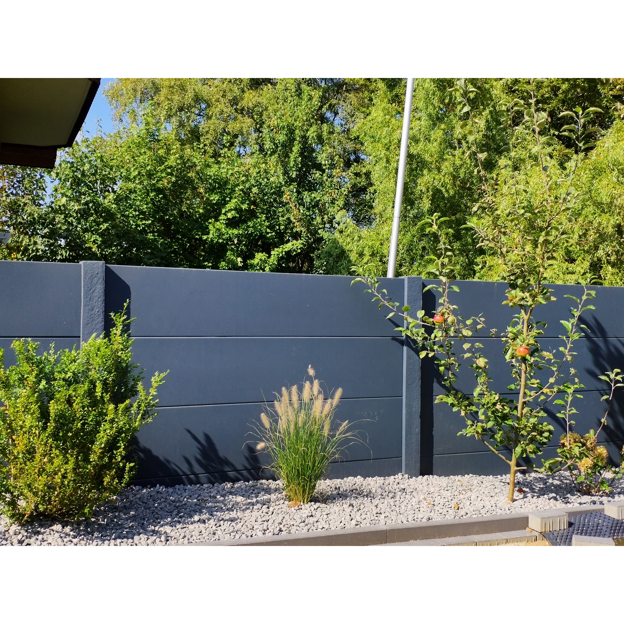 Betonzaunplatte 'Standard Stein' glatt 200 x 38,5 x 3,5 cm grau