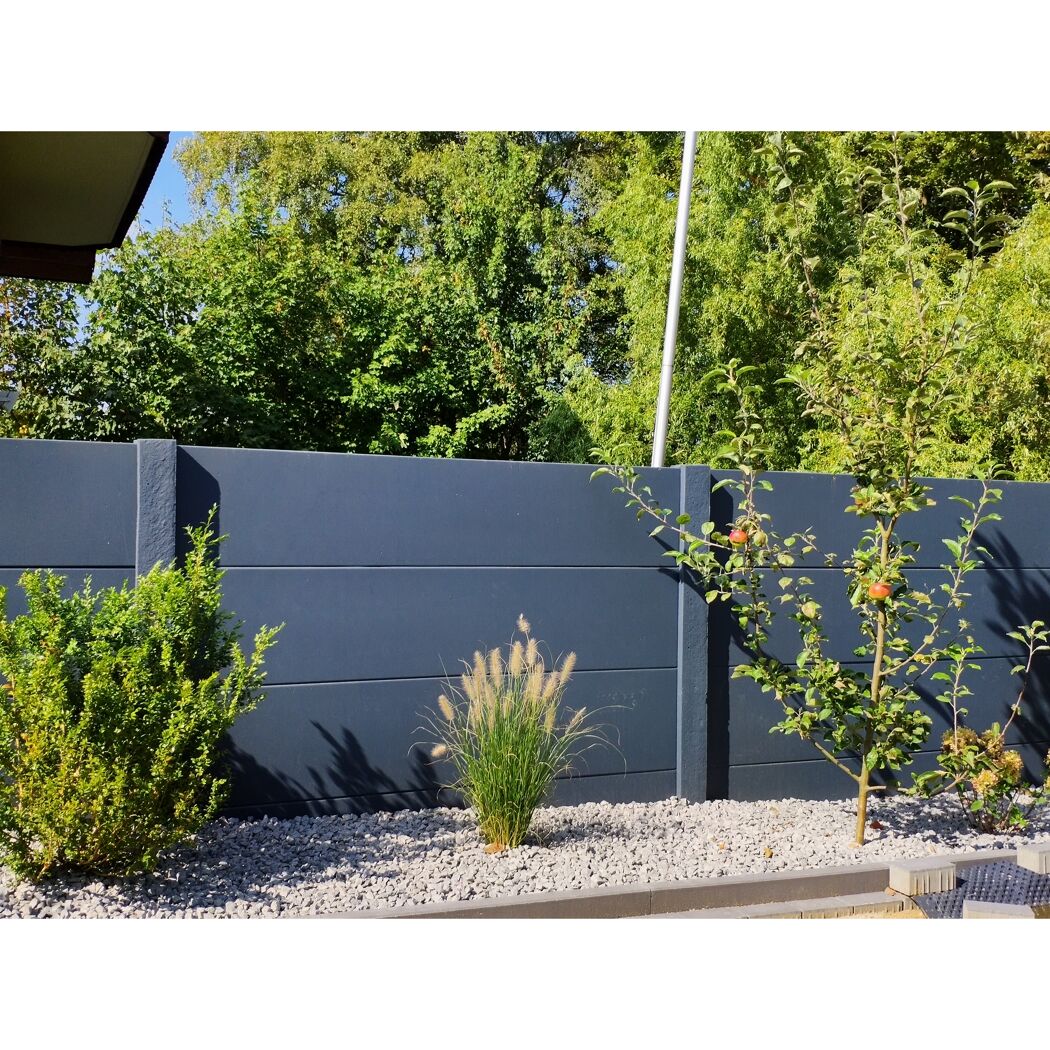 Betonzaunplatte 'Standard Stein' glatt 200 x 38,5 x 3,5 cm grau