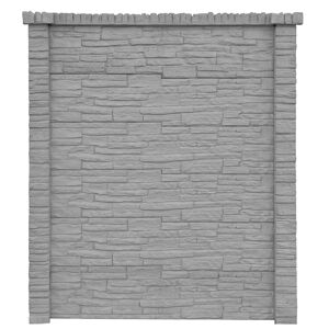 Betonzaunplatte 'Mediterran Nostalgie' Beton/Stahl grau 144 x 30 x 4 cm